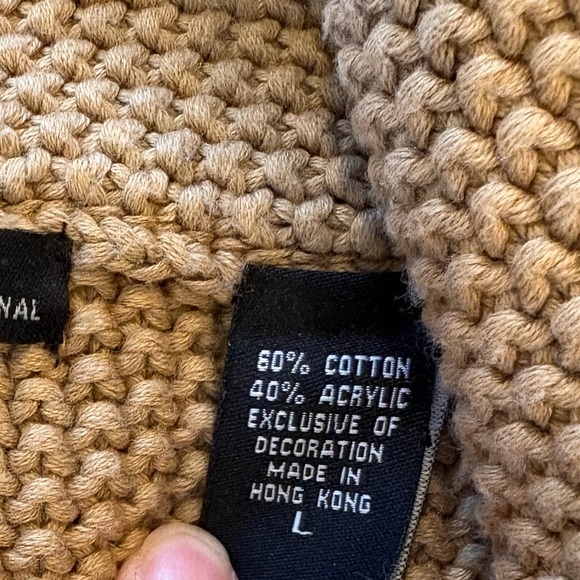 Moda International Chunky Knit Button Up Sweater Cardigan Tan Size Large - Picture 10 of 13